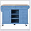 Chariot de cuisine avec îlot de cuisine mobile en bois d'hévéa avec rangement et 5 tiroirs-1481997239