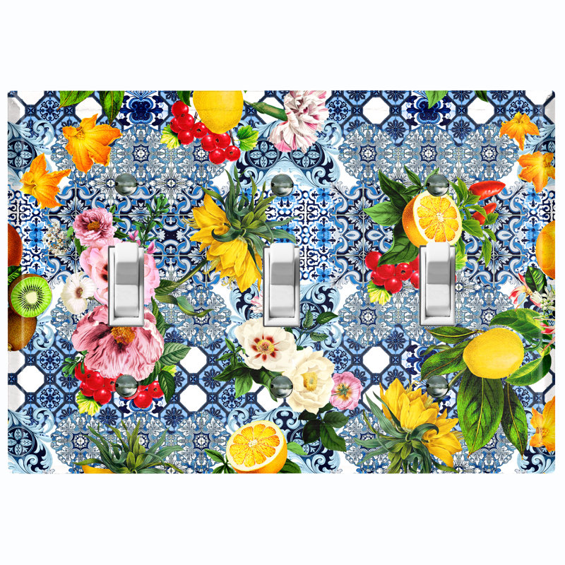 Plaque murale à 3 interrupteurs à bascule Elegant Fruit and Flowers