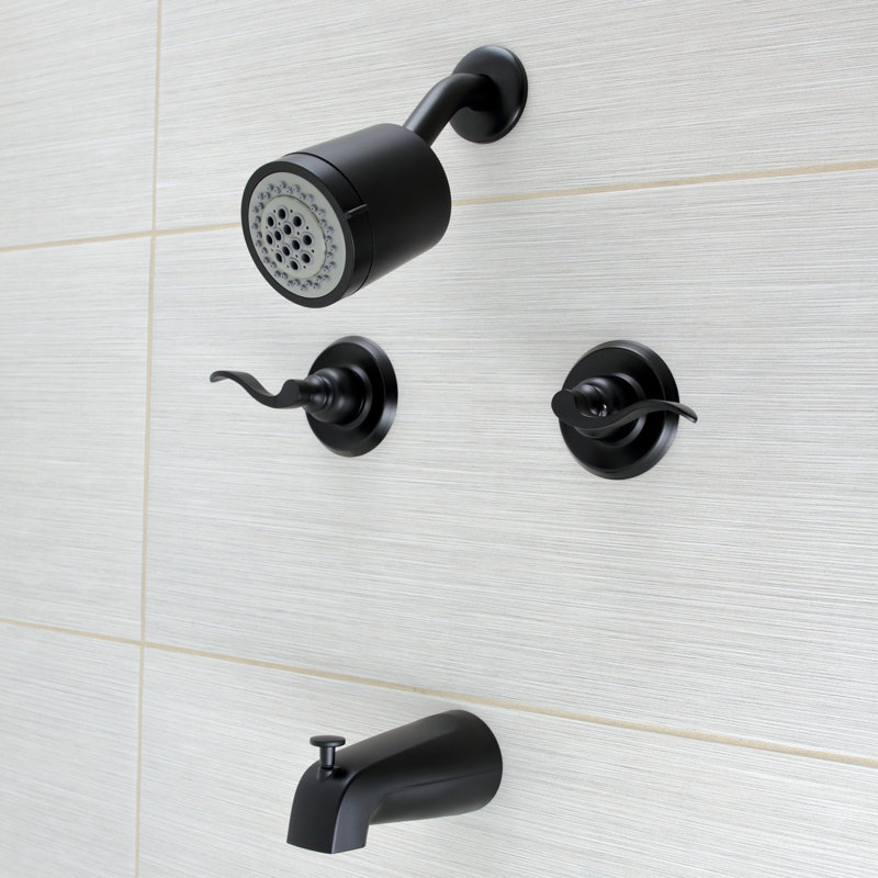 Kingston Brass NuWave French Double-Handle Tub and Shower Faucet, Polished Chrome