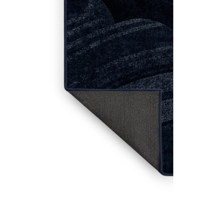 Tapis bleu moelleux moelleux à motif abstrait moderne et contemporain Fehrenbach - bleu marine, 5 x 7