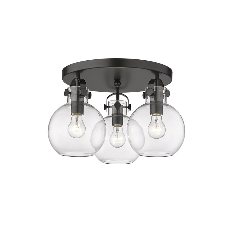 Plafonnier encastré 3 lumières Slocomb, Transparent, Noir mat