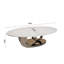 Table basse en marbre avec base sculpturale en acier inoxydable
