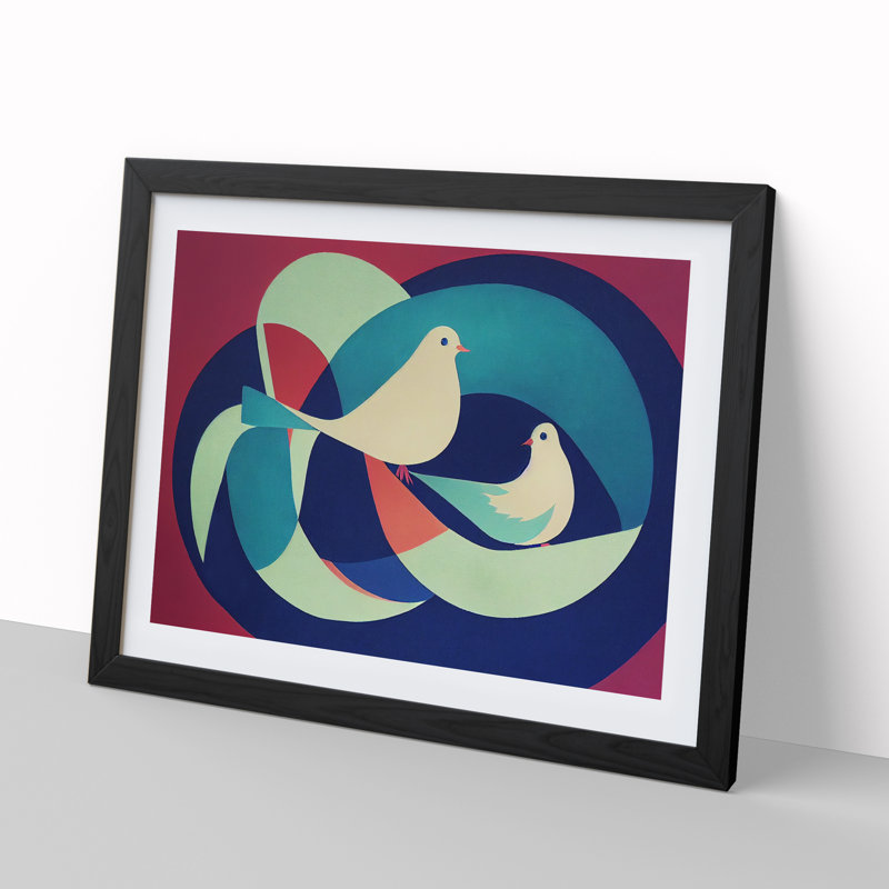Dove Bird Abstract Vol.1 - Single Picture Frame Print, Black, 46cm H x 64cm W x 2cm D