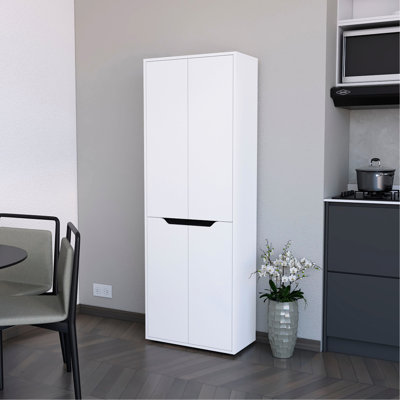 5-Shelf White Kitchen Organizer - Two Cabinets For Efficient Storage Approach With 5 Shelves Versatile Organization