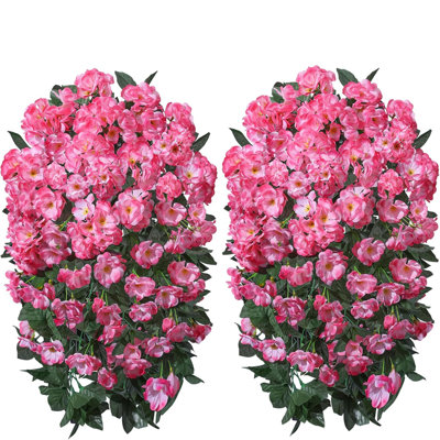 2 PCS Faux Hanging Plants Outdoor Silk Flowers UV Resistant Realistic Trailing Vines For Porch Front Door Garden Window Outside Decor