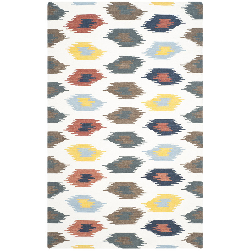 Selsey Abstract Wool Hand Woven Area Rug, Rectangle 152 x 244 cm