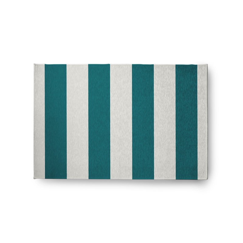 Tapis bleu sarcelle / blanc Lucene, Rectangle 2 pi x 3 pi