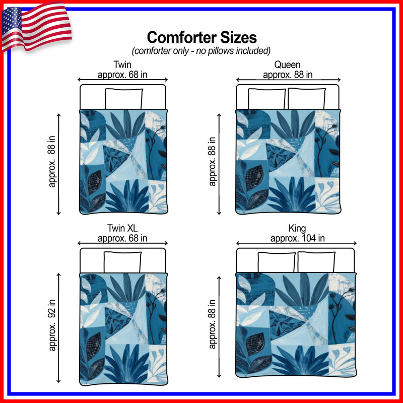 Blue Botanical Collage Comforter, Twin