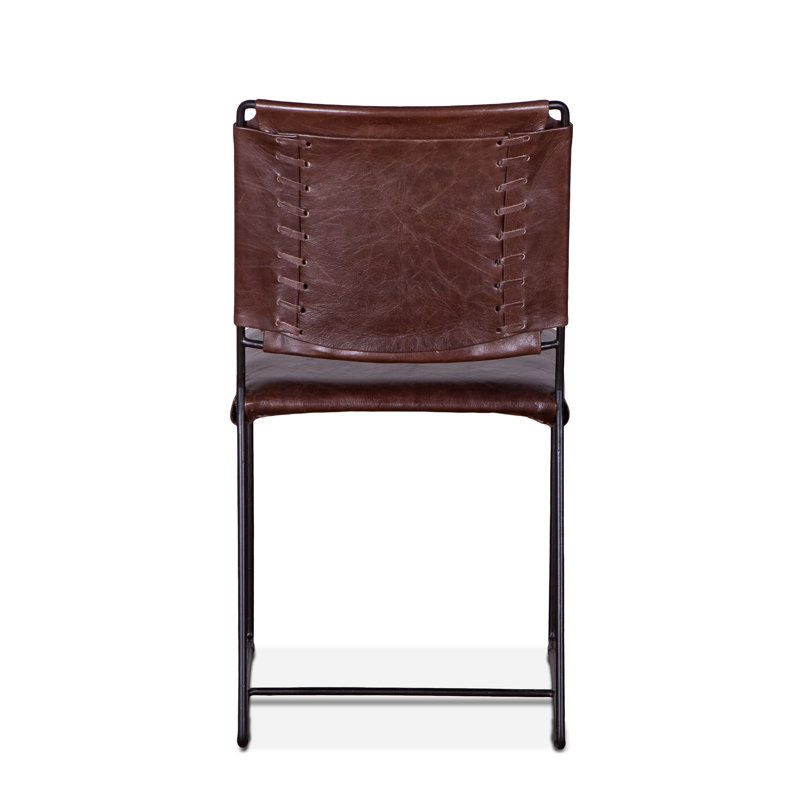 New York Upholstered Dining Chair, Leather Chocolate