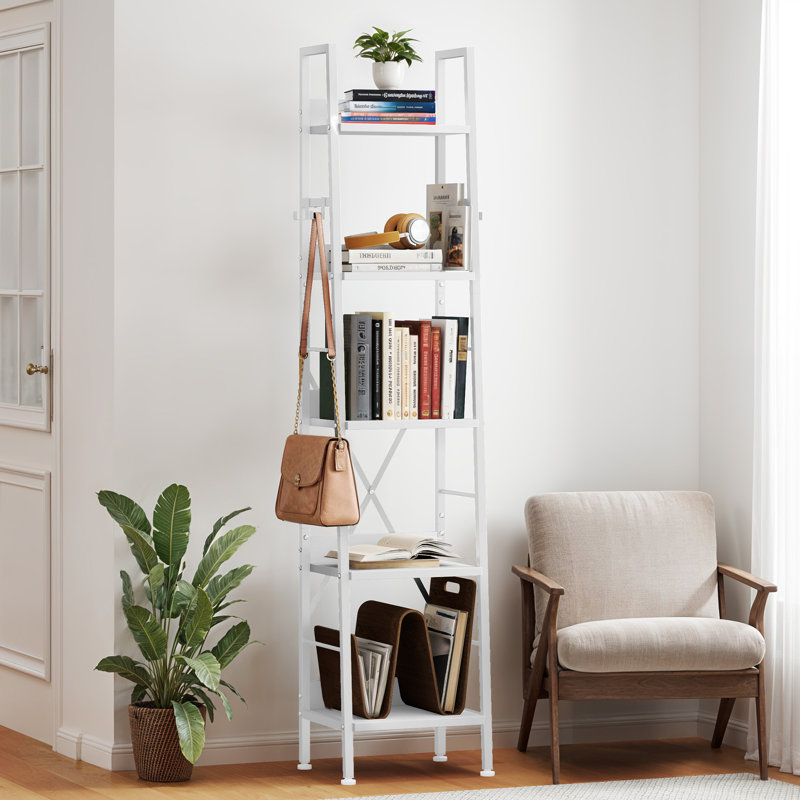 170cm H x 35cm W Metal Ladder Bookcase, White