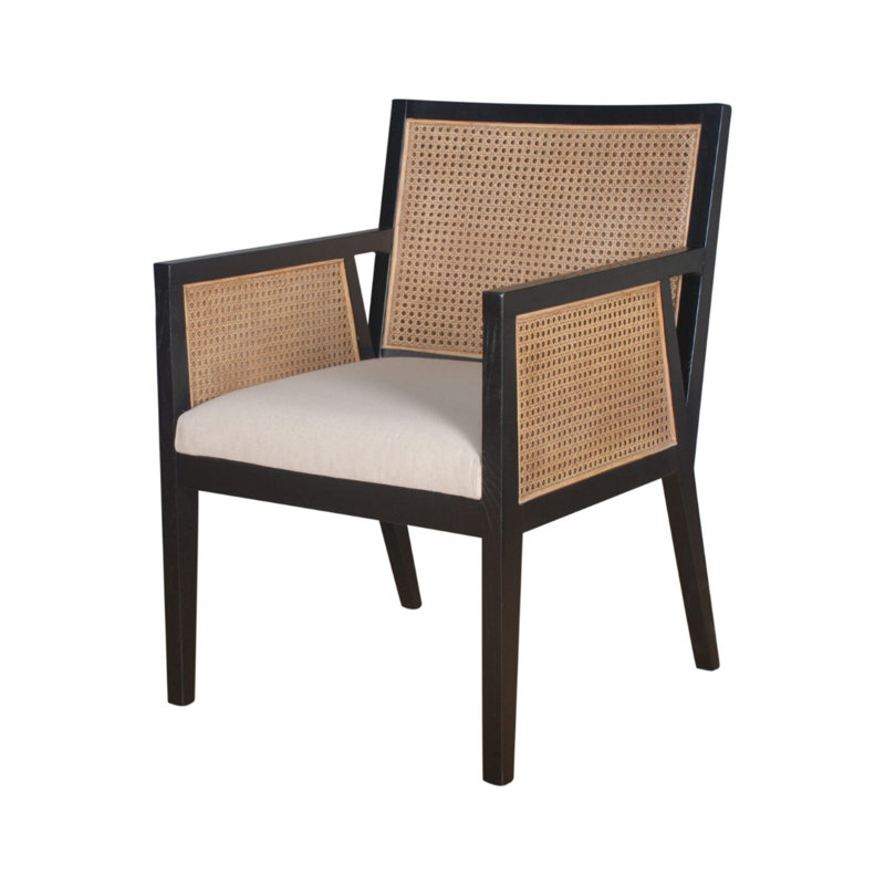Fauteuil de salle à manger rembourré Brielle - Chaise d'appoint en tissu de bois massif