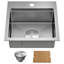 Évier de cuisine en acier inoxydable avec robinet Polyfurniture 15 L