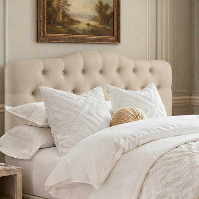 Tufted Upholstered Headboard, Solid Wood Head Board with Wood Legs, Adjustable Height Bed headboard from 37†to 51†Fabric Headboard in Modern Button by Lark Manor