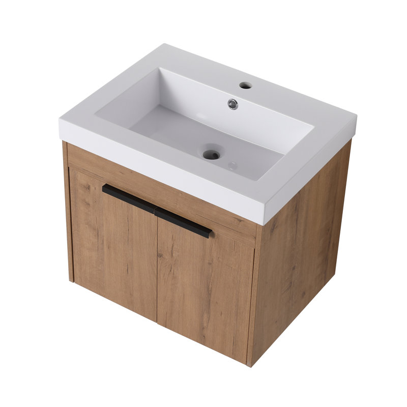 Meuble-lavabo 24 po avec comptoir, lavabo en résine, portes à fermeture douce