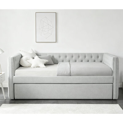 Luxurious 1Pc Modern Daybed Button Tufted Nailhead Trim Bedroom Living Room Furniture