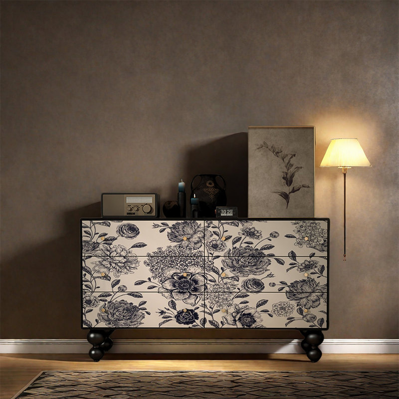 Buffet avec rangement Natural Pine, Noir
