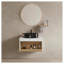 Meuble-lavabo flottant 24 po avec lavabo vasque en marbre noir, meuble-lavabo mural avec tablette ouverte, finition blanche avec décor en bois, conception moderne peu encombrante (livré dans 2 boîtes)-1188878299