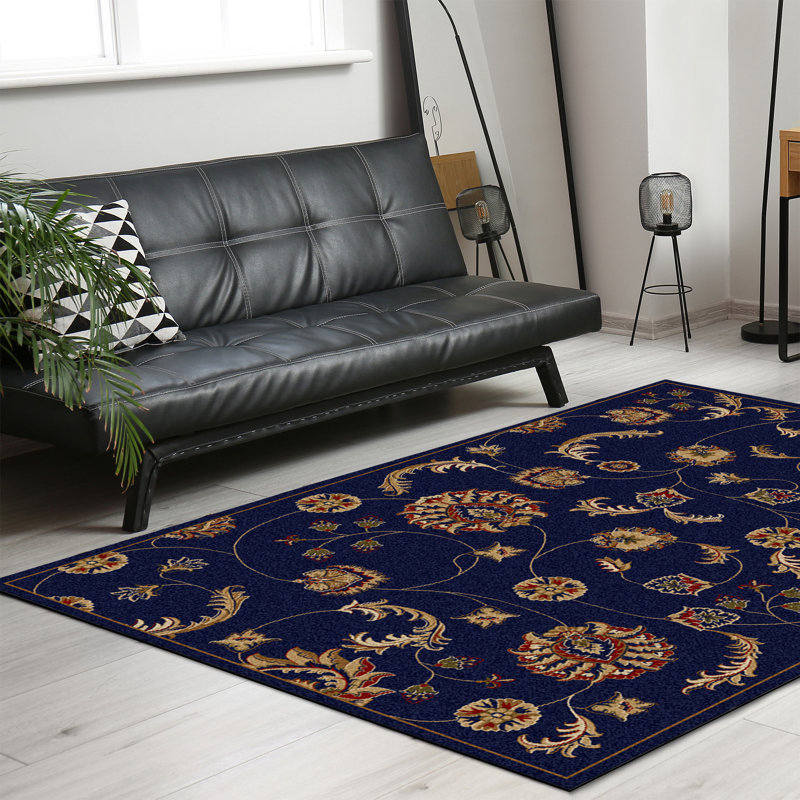 Tapis oriental floral bleu marine Trevion, Rectangle 3 pi 3 po x 4 pi 11 po