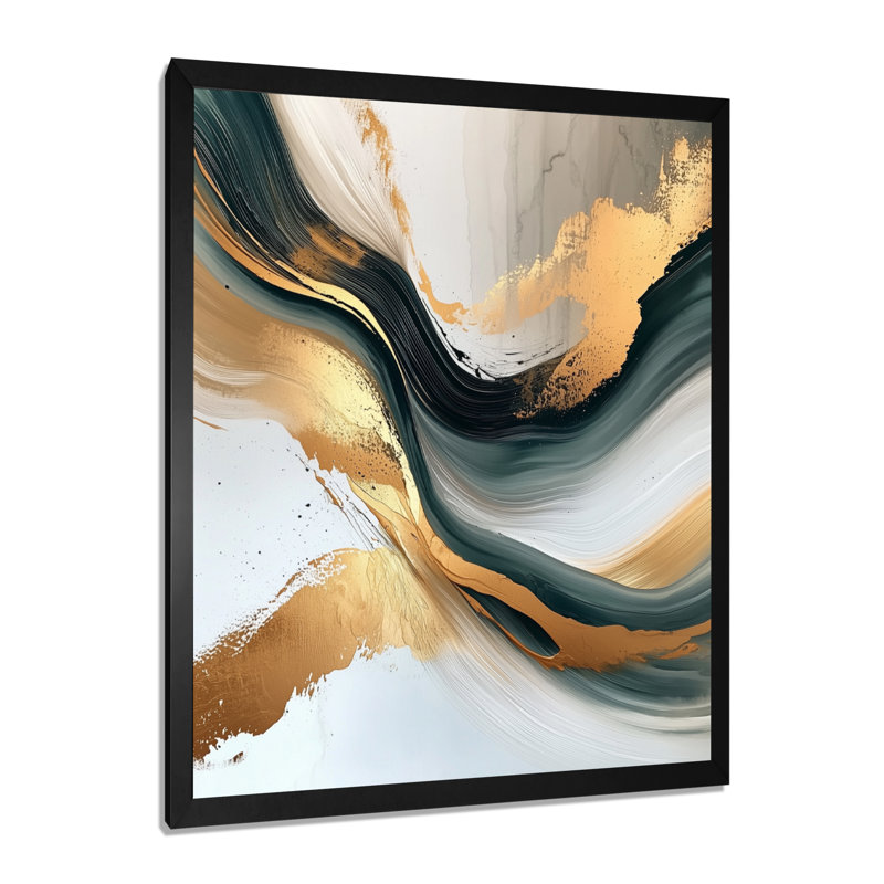 Oniel - art mural abstrait sur toile, Noir, Reproduction encadrée d'une seule photo, H 20 po x l 12 po
