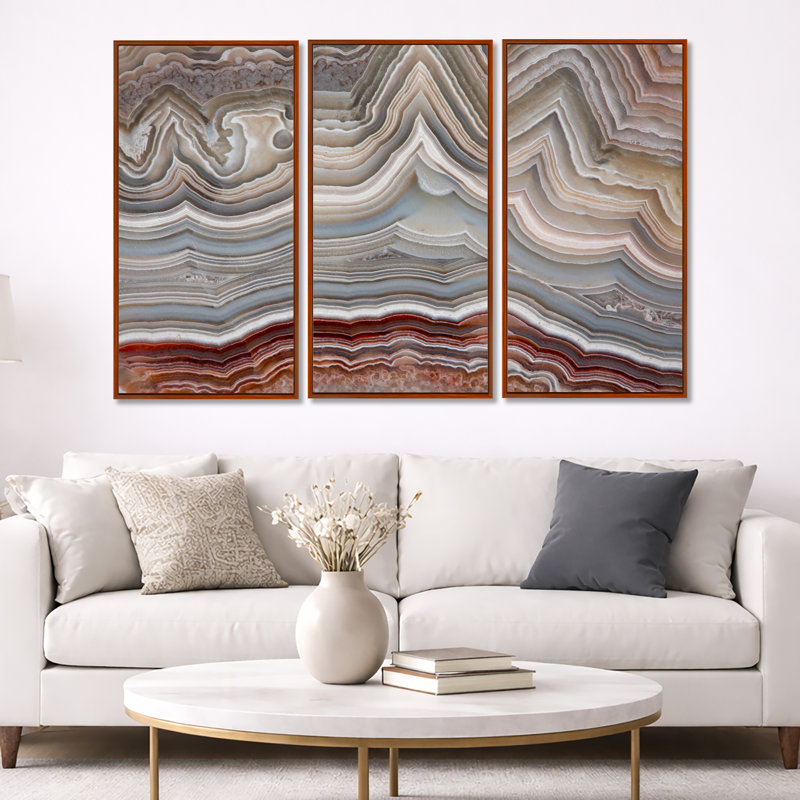 «The Polished Cut Of Agate», ensemble de 3 toiles encadrées, Brun, H 40 po x l 60 po
