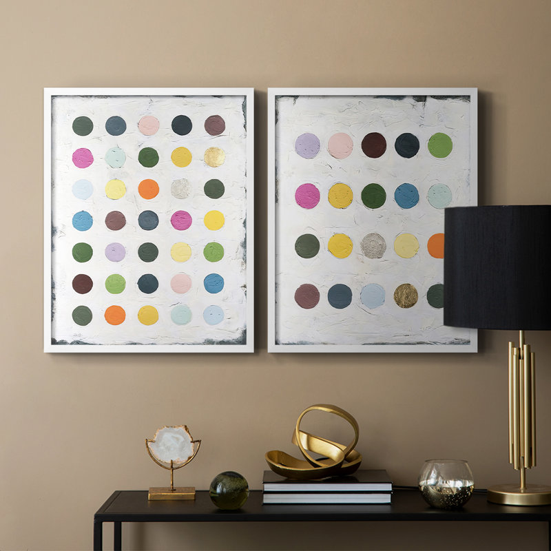 Impression encadrée Chroma Dots I-Premium - prête à être accrochée - aucun clou requis - aucun clou requis, Blanc