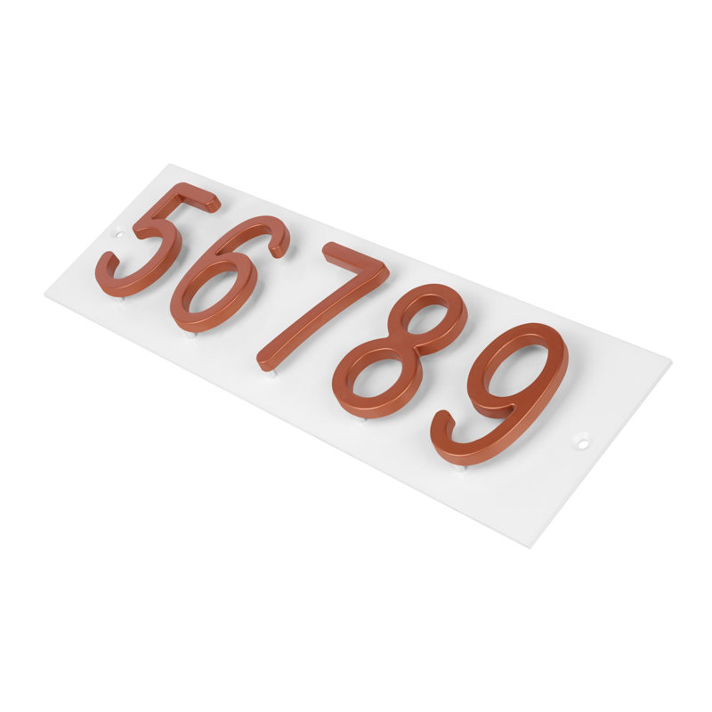 Plaque d'adresse horizontale Amgo Floating Modern, Blanc, Cuivre, Oui