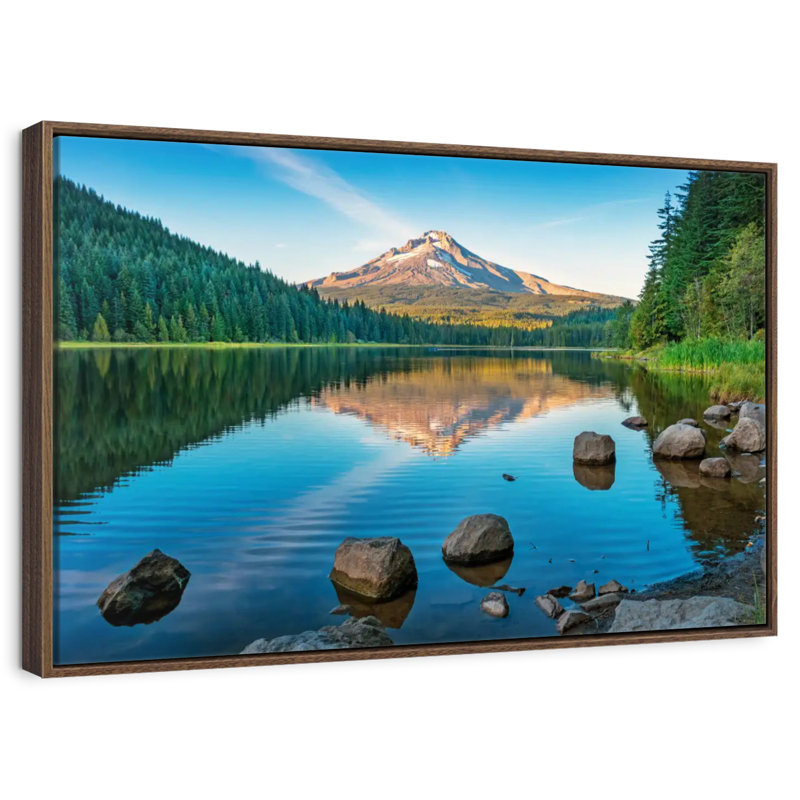Relaxing Trillium Lake, 43" X 29", Floating Frame Walnut