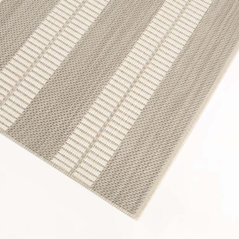 Tapis intérieur/extérieur Cahun beige à rayures variables, 7 pi 10 po x 10 pi