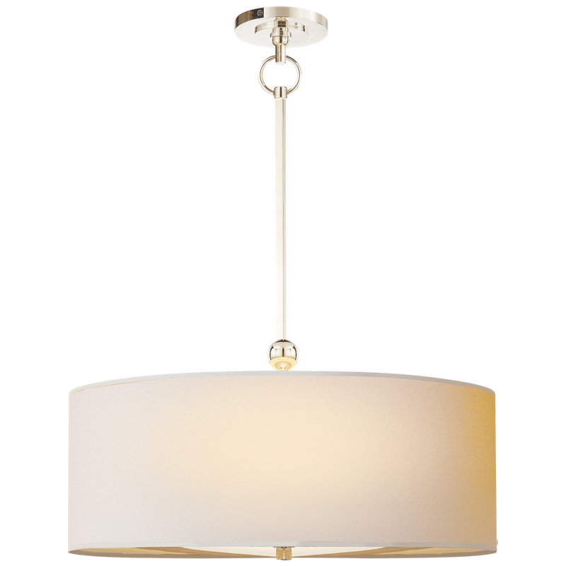 Thomas O'Brien Reed Hanging Shade, White, Polished Nickel, Fabric