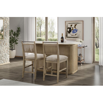 Tabourets de bar, hauteur 58,4 cm (L) x 53,3 cm (P) x 101 cm (H), bois massif et MDF, lot de 2, couleur chêne camel du Texas, dossier tressé en corde naturelle