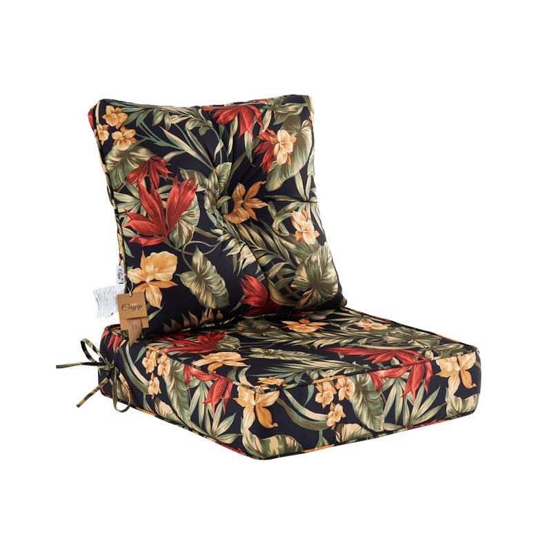 Outdoor 6'' Seat / Back Cushion, Green/Red