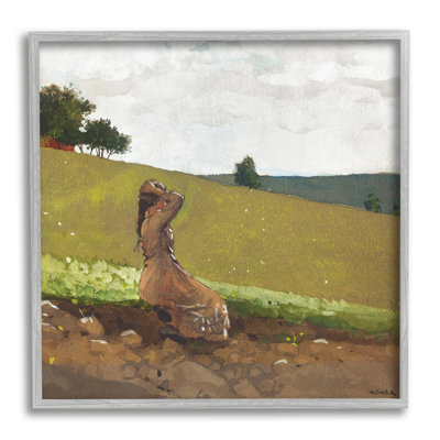 Az-309, encadrée «Girl in Field Landscape» par Winslow Homer, peinture
