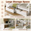 White Single Bed Frame with Storage Drawers, Bookcase Headboard & Integrated Desk, Wooden Bed with USB Charging Station