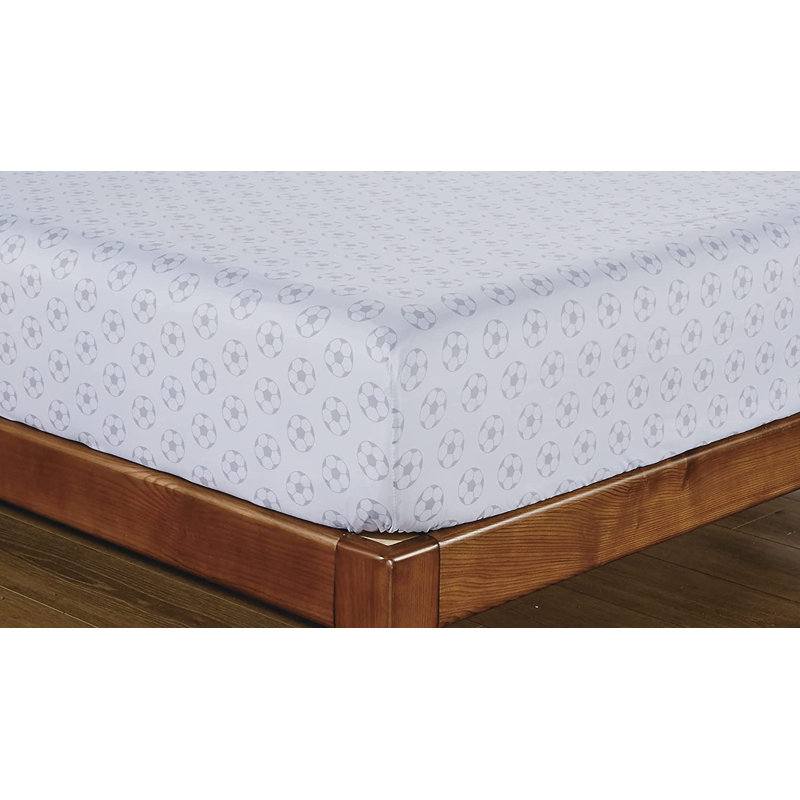 Twin White and Black Soccer Ball Microfiber Sheet Set