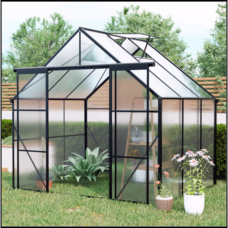 Base surélevée en polycarbonate à double porte 8X6FT-Black, Noir, H 89,5 po x l 94,5 po x P 73,75 po