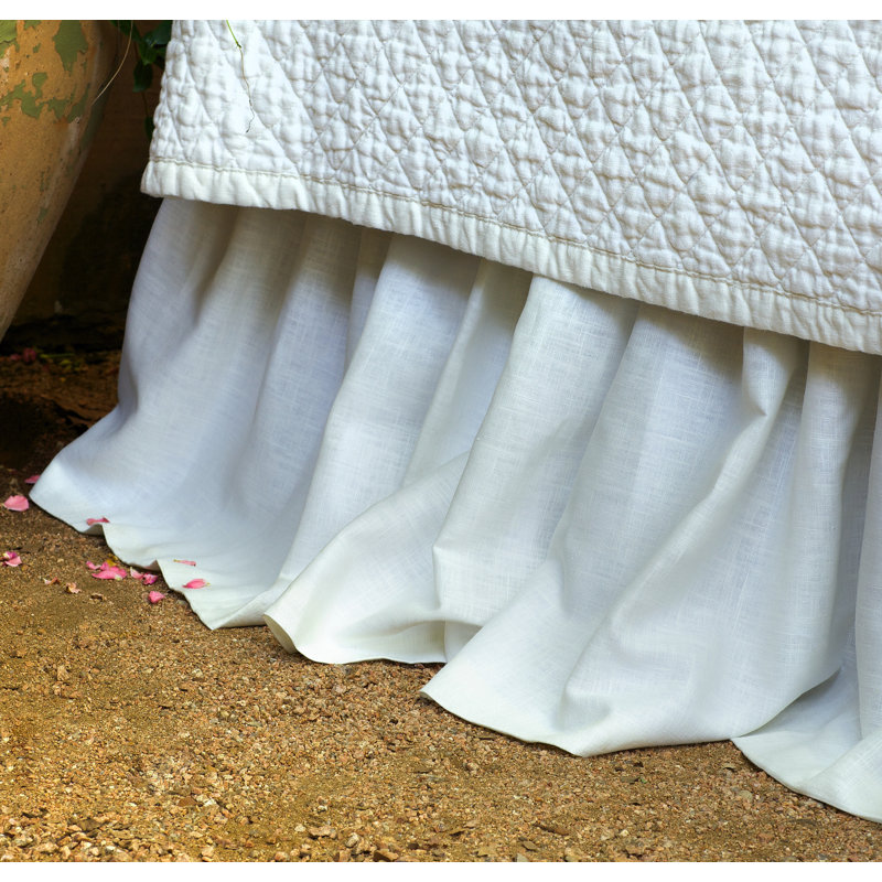 Emily Linen Ruffled Bed Skirt, White