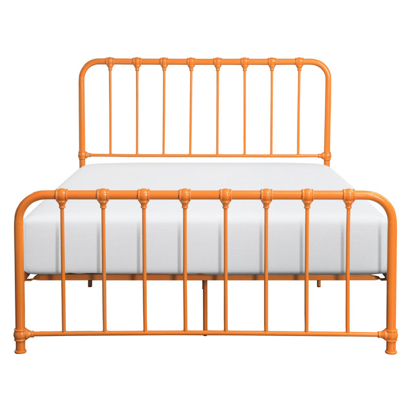 Lit plateforme double en métal orange joyeux pour la taille de la chambre à coucher avec magnétique