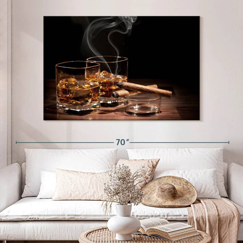 Yarlin Cigars With Whiskey, 34" H x 51" W