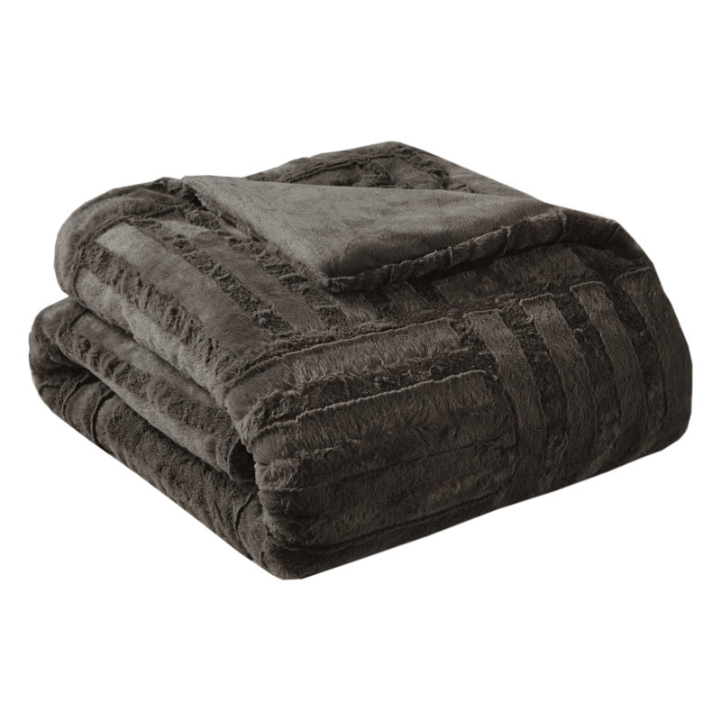 Jeté en duvet synthétique ultra moelleux Arctique Larkin, Chocolat