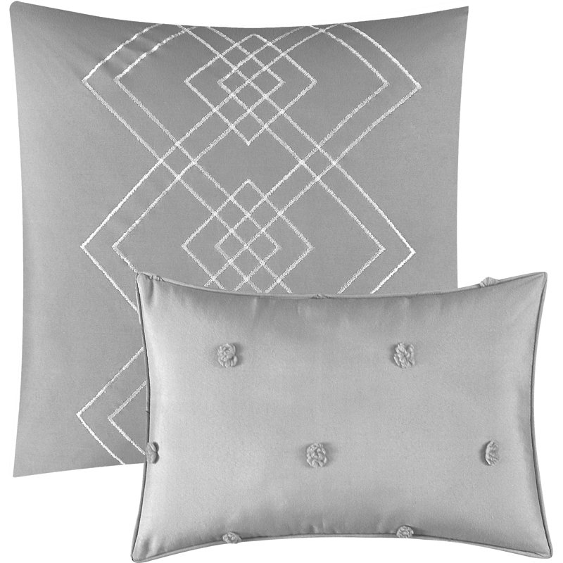 Ensemble d'édredon en microfibre, Édredon de grande taille et 5 pièces supplément, Gris