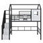 Lit mezzanine en métal avec toit et boîte de rangement-115701534
