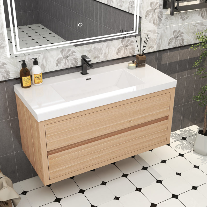 Meuble-lavabo simple 41,5 po avec plateau Futral, Chêne clair