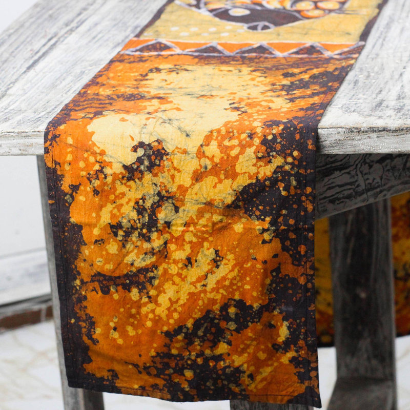 Ivy Bronx Elegant Fish And Batik Cotton Table Runner