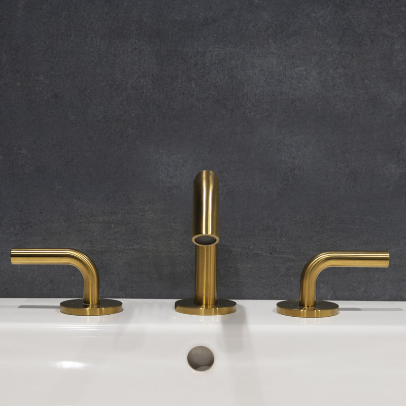 Cigno Widespread Bathroom Faucet with Drain Assembly, Brushed Gold