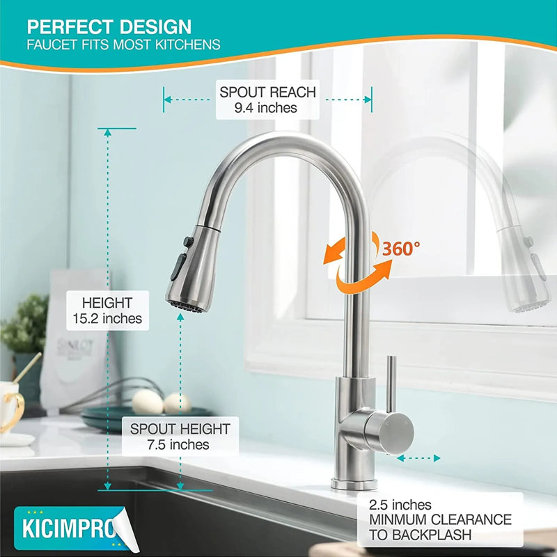 Senlesen Pull Out Kitchen Faucet, Brushed Nickel