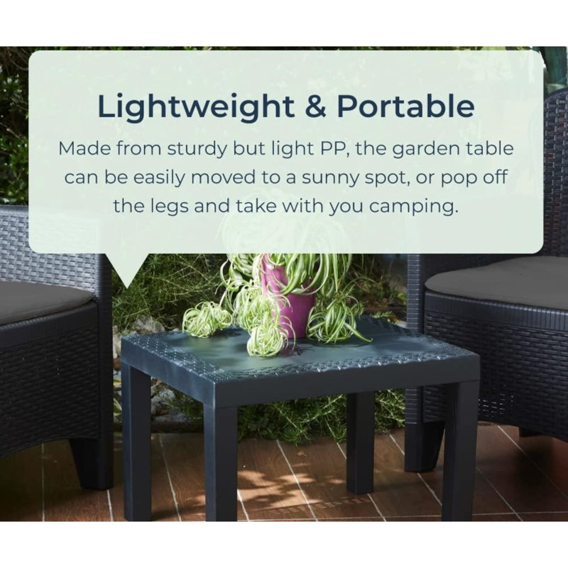 Garden Coffee Table Rattan Style Outdoor Patio Balcony Furniture Dark Grey Mackala
