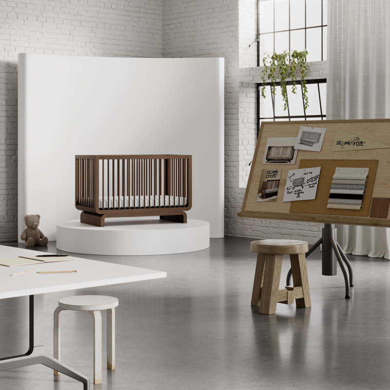 Santorini 5-In-1 Convertible Crib, Hazelnut, Crib + Mattress