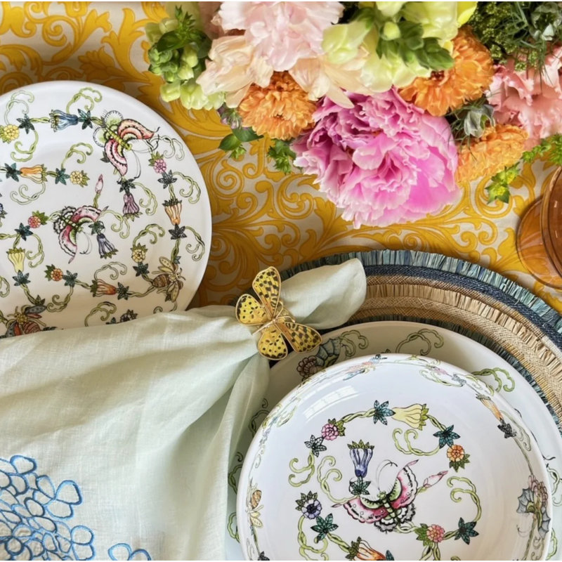 Painterly Butterfly Napkin Rings, Yellow/Worn Gold