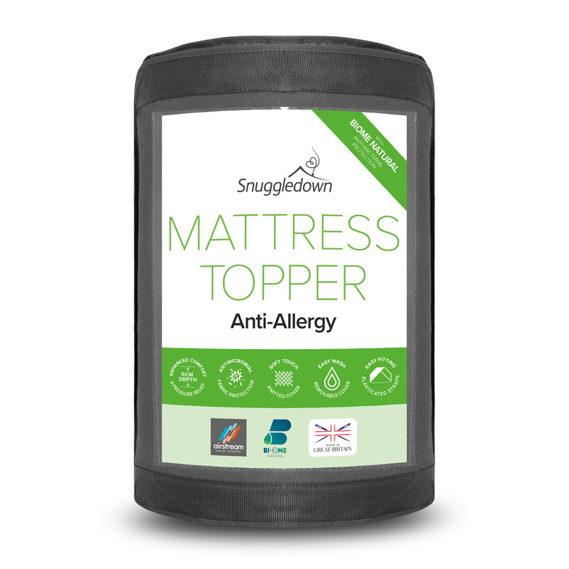 Snuggledown Anti-Allergy Airstream Mattress Topper 5cm Thick Anti Bacterial Washable Cover, Single (3')