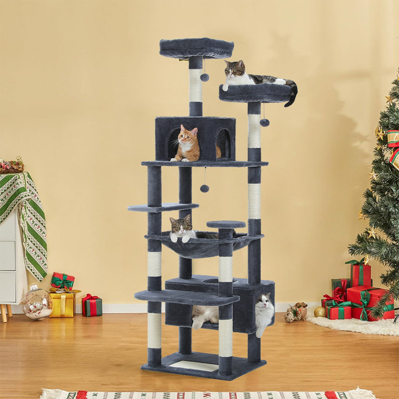 Arbre à chat de 72 po pour chat Etha, Gris foncé